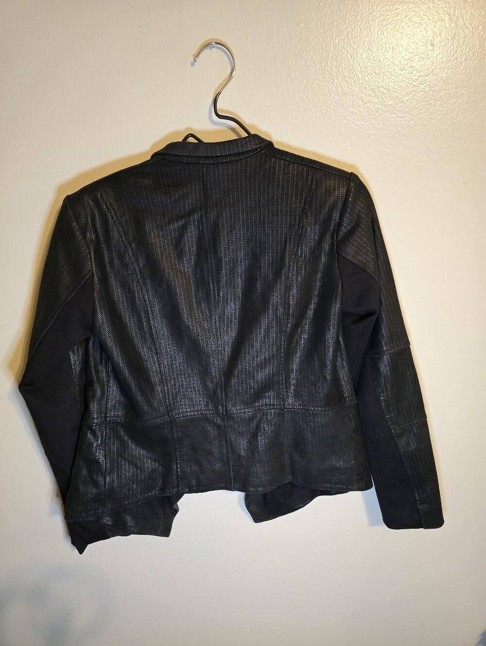 Gilli Black Genuine Leather Draped Jacket - Picture 3 of 4